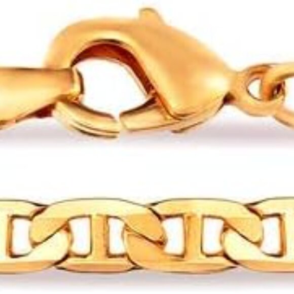 18K Gold Plated Flat Marina Link Anklet for Women - Made In Brazil - Picture 3 of 5